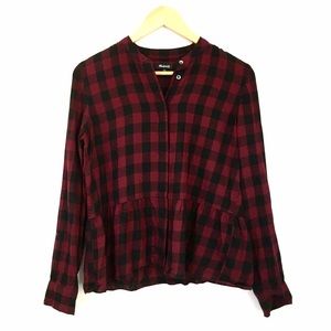 Madewell Long Sleeve Red Plaid Blouse